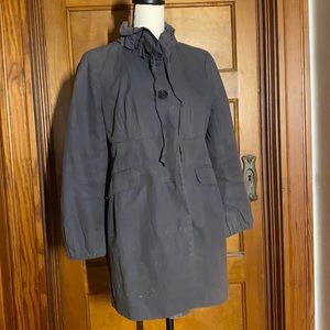 Lined gray cotton jacket w drawstring neck